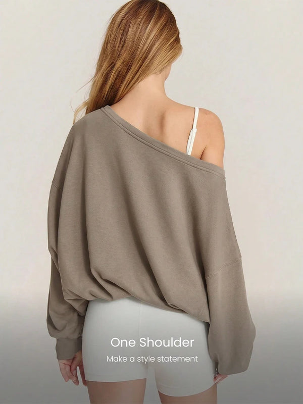 Ultra-Soft One-Shoulder Drawstring Pullover